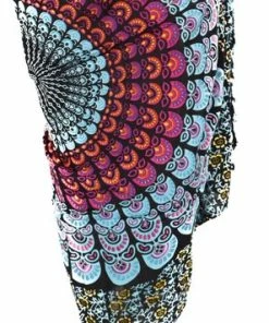 Om Namaste Sarong Pareo Saunadoek Wikkeljurk - 523 - Mandala - Blauw&Roze
