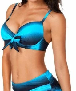 Merkloos Bikini 2-Delig Push-up - Blauw Zwart - Maat XL -lingerie-dames-badmode Winkel 365x840