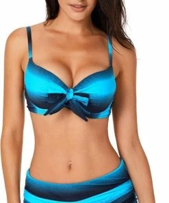 Merkloos Bikini 2-Delig Push-up - Blauw Zwart - Maat XL