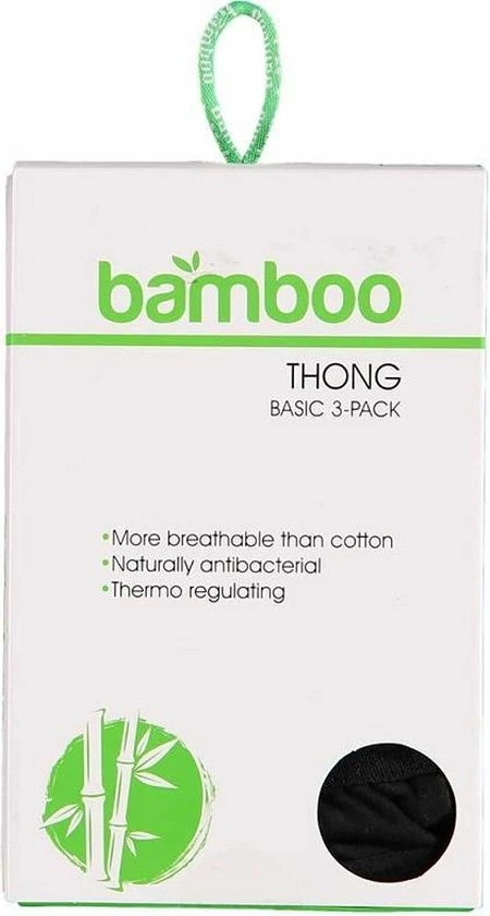 Apollo Dames Strings Bamboo | MAAT L | 3-pack | Zwart 6 Apollo Dames Strings Bamboo | MAAT L | 3-pack | Zwart - Afbeelding 4