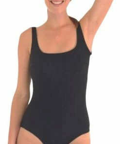 Merkloos Badpak - Grote Maat Badpak- Dames Zwemkleding 675 - Zwart - Maat 48