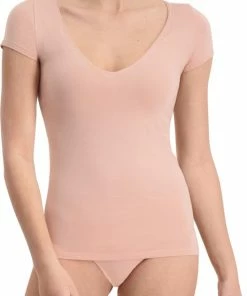 Noshirt Women Lite Vrouwen Ondershirts Korte Mouw Diepe V-hals Invisible Rose - Maat XL