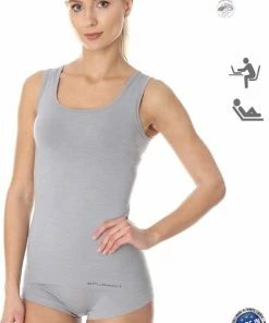 Brubeck Comfort | Dames Ondergoed Hemd Naadloos Met Merino Wol - Ash Grijs - M