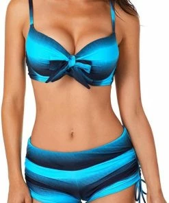 Merkloos Bikini 2-Delig Push-up - Blauw Zwart - Maat XL -lingerie-dames-badmode Winkel 529x840 1