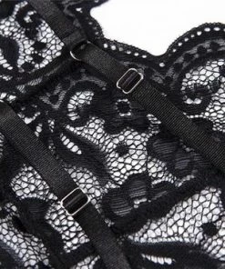 Merkloos Dames Kanten Bodysuit - Zwarte Lingerie Bodysuit -lingerie-dames-badmode Winkel 550x366 11