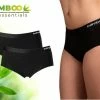 Bamboo Essentials - Ondergoed Dames - Hipster - Bamboe - 2 Stuks - Zwart - L - Lingerie - Boxershort Dames - Onderbroeken Dames - Dames Slips - Dames Ondergoed