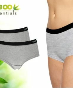 Bamboo Essentials - Ondergoed Dames - Hipster - Bamboe - 2 Stuks - Grijs - M - Lingerie - Boxershort Dames - Onderbroeken Dames - Dames Slips - Dames Ondergoed