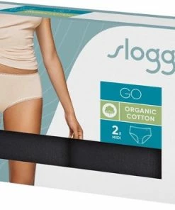 Sloggi Dames Basic Midi GO Organische Slip 2-pack - XS - Zwart -lingerie-dames-badmode Winkel 550x370 1