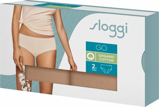 Sloggi Dames Basic Midi GO Organische Slip 2-pack - Skin - M - Beige 8 Sloggi Dames Basic Midi GO Organische Slip 2-pack - Skin - M - Beige - Afbeelding 6