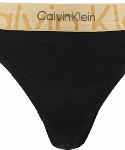 Calvin Klein Dames String Double Logo Zwart - S