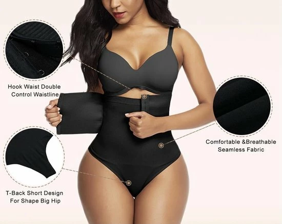 Merkloos Slim Wear - Corrigerend Ondergoed Met Waist Trainer - Shapewear - Corset - String - Ondergoed Voor Buik/middel - Dames - Zwart - Maat XL/XXL 6 Merkloos Slim Wear - Corrigerend Ondergoed Met Waist Trainer - Shapewear - Corset - String - Ondergoed Voor Buik/middel - Dames - Zwart - Maat XL/XXL - Afbeelding 4