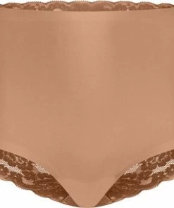 Ten Cate Secrets Lace Women Nuturals High Waist Brief (1-pack) - Dames Slip Hoge Taille - Hazelnut - Maat: L