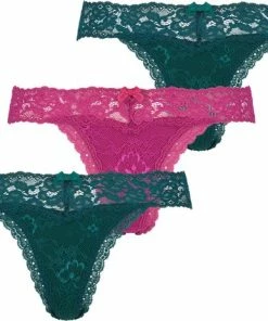Hunkemöller Dames Lingerie 3-pack Strings Madison - Groen - Maat XS