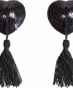 Bye Bra Tepelcover Met Kwastjes, Zelfklevende Tepelcover, Voor Feesten En Festivals, Herbruikbaar, Zwart, Één Maat