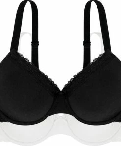 Dorina BH 2-Pack Katoen - Lila - Kant - 90E - Wit