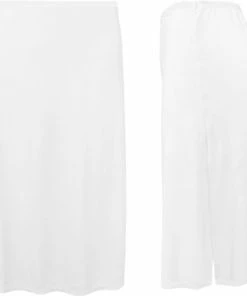 Merkloos Lange Dames Onderrok - Met Split - Wit - Maat L/XL (715)