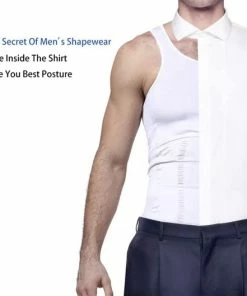 Chibaa - Premium Corrigerend Mannen Hemd - Ondersteuning - Body Buik Shapewear Shirt - Correctie Hemd - Buik Weg - Buik Verbergen - Strak Lichaam - Wit - Small -lingerie-dames-badmode Winkel 550x529 1