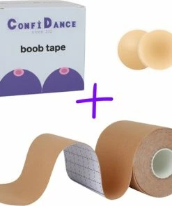 ConfiDance - Boob Tape + Nipple Covers - Fashion Tape - Borst Tape - Plak BH - Tepelplakkers - Beige - 5 Cm Breed
