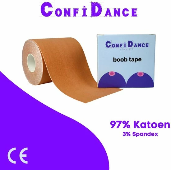 ConfiDance - Boob Tape + Nipple Covers - Fashion Tape - Borst Tape - Plak BH - Tepelplakkers - Beige - 5 Cm Breed 10 ConfiDance - Boob Tape + Nipple Covers - Fashion Tape - Borst Tape - Plak BH - Tepelplakkers - Beige - 5 Cm Breed - Afbeelding 8