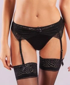 Merkloos GALA Lace Garter Belt | Jarretelles | Black Friday SALE - ZWART - Maat S
