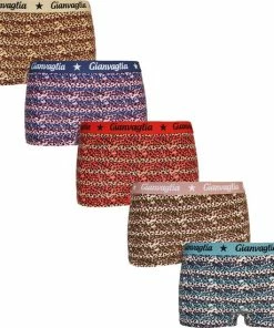 Merkloos Dames Onderbroek Katoen - Boxershort 5-pack - Korte Pijp - Maat XXL - Luipaard Print