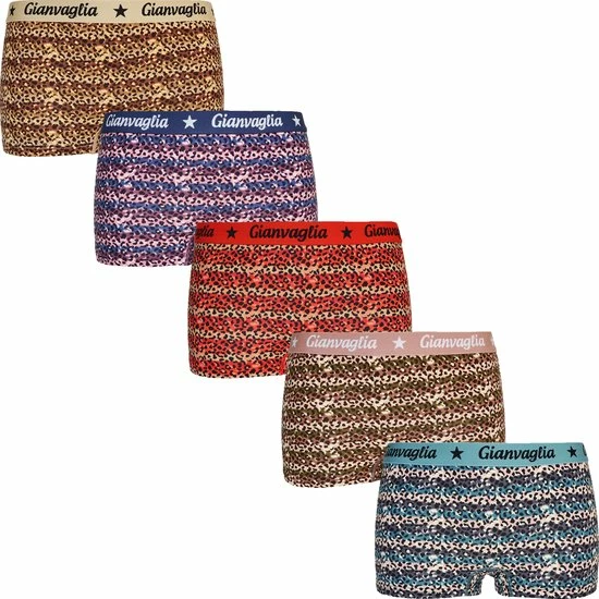 Merkloos Dames Onderbroek Katoen - Boxershort 5-pack - Korte Pijp - Maat XXL - Luipaard Print 3 Merkloos Dames Onderbroek Katoen - Boxershort 5-pack - Korte Pijp - Maat XXL - Luipaard Print