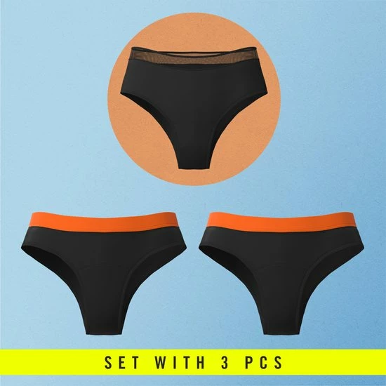 Merkloos Lichte Menstruatieset - Menstruatie Ondergoed, Period Underwear, Period Panties, M (42-44), Zwart 3 Merkloos Lichte Menstruatieset - Menstruatie Ondergoed, Period Underwear, Period Panties, M (42-44), Zwart