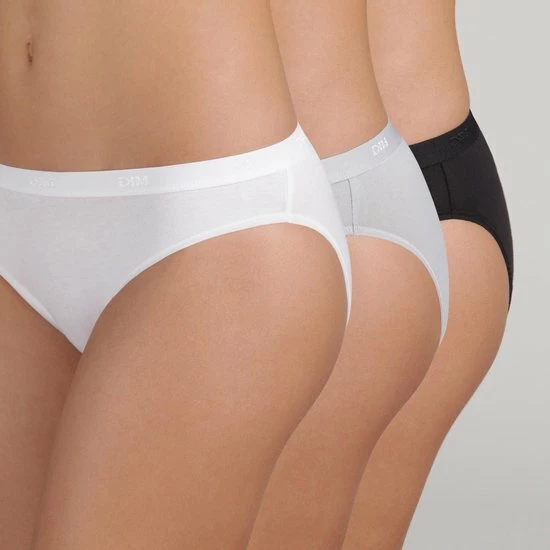 Dim Ecodim Pockets Katoen Dames Slip- 3-Pack - Zwart/Wit/Grijs - Maat M 3 Dim Ecodim Pockets Katoen Dames Slip- 3-Pack - Zwart/Wit/Grijs - Maat M