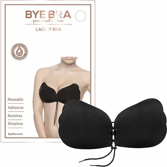 Bye Bra Lace-It Bh, Zelfklevende Bh, Push-Up Bh, Plak BH Vetersluiting, Strapless En Backless Bh, Cup A-E, Zwart, E 3 Bye Bra Lace-It Bh, Zelfklevende Bh, Push-Up Bh, Plak BH Vetersluiting, Strapless En Backless Bh, Cup A-E, Zwart, E