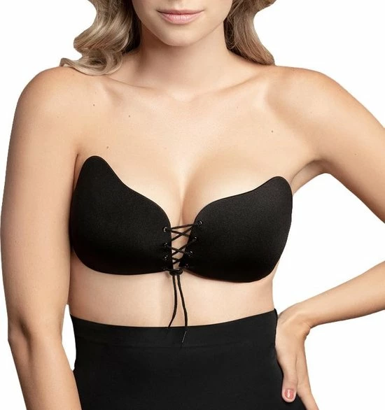Bye Bra Lace-It Bh, Zelfklevende Bh, Push-Up Bh, Plak BH Vetersluiting, Strapless En Backless Bh, Cup A-E, Zwart, E 6 Bye Bra Lace-It Bh, Zelfklevende Bh, Push-Up Bh, Plak BH Vetersluiting, Strapless En Backless Bh, Cup A-E, Zwart, E - Afbeelding 4