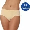 Brubeck Dames Ondergoed Slip Midi - Naadloos Elastisch Katoen 3-Pack - Beige - L -lingerie-dames-badmode Winkel 550x587 1