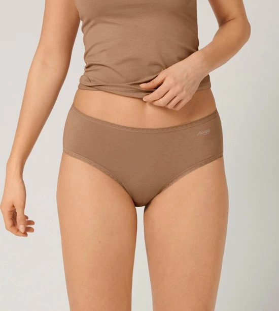 Sloggi Dames Basic Midi GO Organische Slip 2-pack - Skin - M - Beige 4 Sloggi Dames Basic Midi GO Organische Slip 2-pack - Skin - M - Beige - Afbeelding 2