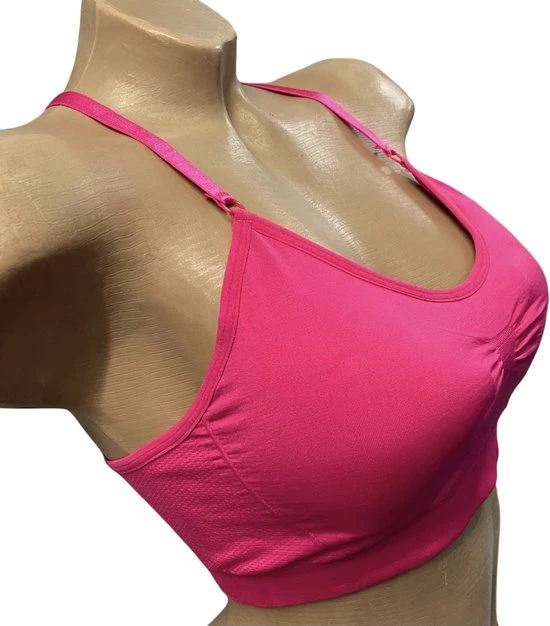 Merkloos Dames Bh Top Met Dunne Schouderbandjes L/XL 40-42 Fuchsia 4 Merkloos Dames Bh Top Met Dunne Schouderbandjes L/XL 40-42 Fuchsia - Afbeelding 2