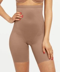 Spanx Thinstincts 2.0 - High-Waisted Mid-Thigh Short - Maat XL - Kleur Café Au Lait (Dark Nude) -lingerie-dames-badmode Winkel 550x635 9