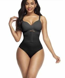 Merkloos Slim Wear - Corrigerend Ondergoed Met Waist Trainer - Shapewear - Corset - String - Ondergoed Voor Buik/middel - Dames - Zwart - Maat XL/XXL