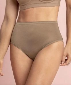 AWR Hoogwaardige Dames Onderbroek / Ondergoed / Slip | Tailleslip | Hoge Taille / Stretch | Bruin - L/XL