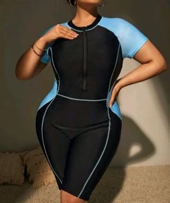 Merkloos Badpak Korte Mouwen Korte Broek Met Pijpjes Grote Maat Xxxxl 4xl Eu 48