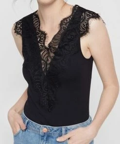 Pieces Dames Hemd Kant - Lace Top Ilu - L - Zwart -lingerie-dames-badmode Winkel 550x712 2