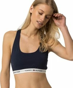 Tommy Hilfiger Sportbeha - Maat M - Vrouwen - Navy/ Wit -lingerie-dames-badmode Winkel 550x741