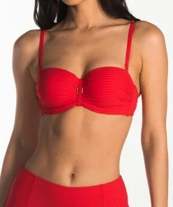 CYELL Dames Bandeau Bikinitop Voorgevormd Met Beugel Rood - Maat 75F -lingerie-dames-badmode Winkel 550x760 1