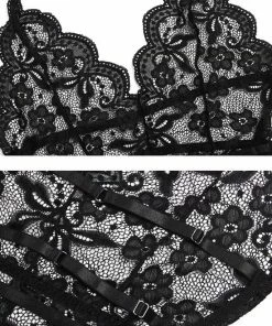 Merkloos Dames Kanten Bodysuit - Zwarte Lingerie Bodysuit -lingerie-dames-badmode Winkel 550x797 2