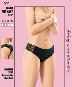 Marly MOON'S INVISIBLE ZERO Slip Met Kant - Damesslip Naadloos - Onzichtbaar Ondergoed Dames - Dames Slips - M - Zwart - 1 Stuk