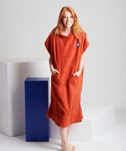Merkloos Ponchy - Surf Poncho - Handdoek Poncho – Marrom Velho - Maat Groot - Uniseks - Katoen