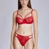 Purple-Daisy Scarlet Bh En Brief 2 Delige Lingerie Set | Lingerie Sexy Setje – Black Friday SALE - ROOD - Maat 75B