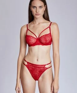 Purple-Daisy Scarlet Bh En Brief 2 Delige Lingerie Set | Lingerie Sexy Setje – Black Friday SALE - ROOD - Maat 75B